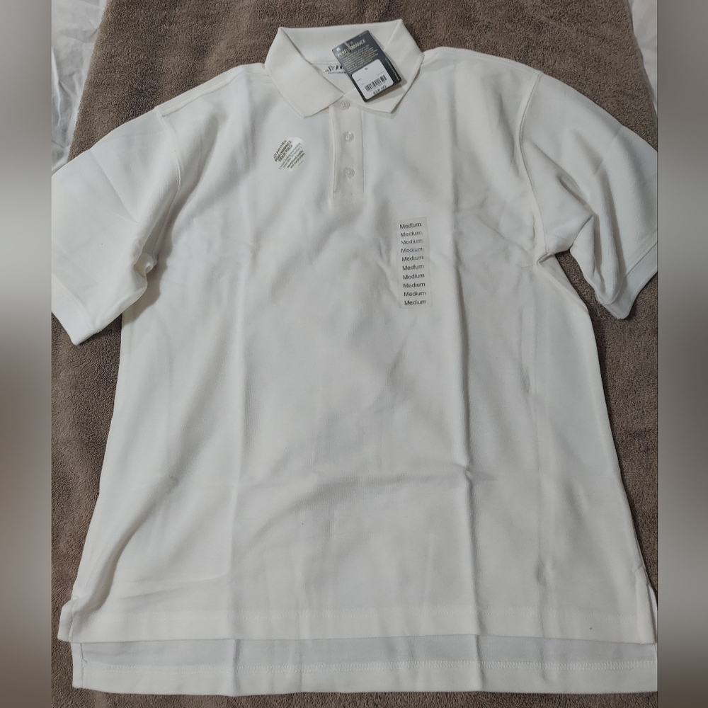 St Johns Bay Classic White Mens Polo Shirt - Medium NWT